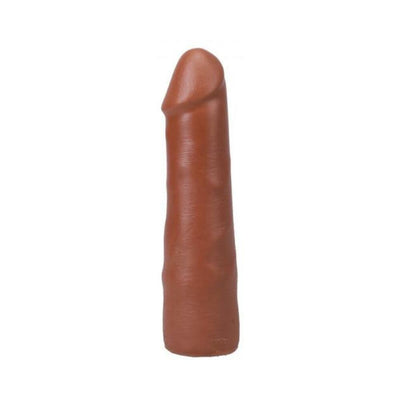 Caramel-colored 7-inch realistic dildo with smooth texture and detailed design, made from body-safe Ultraskyn material.