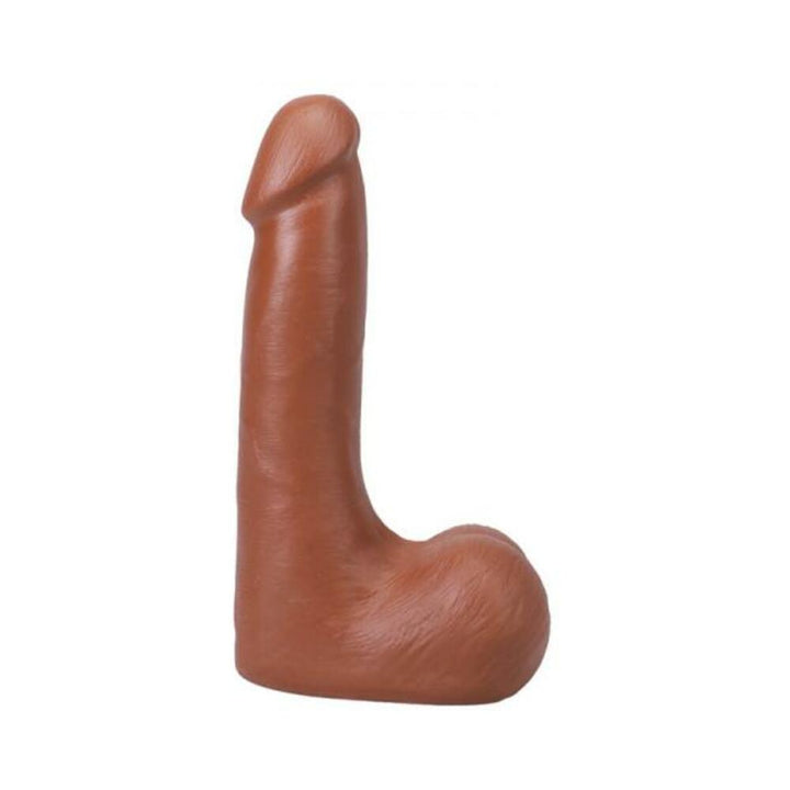 Caramel-colored 7-inch realistic dildo with detailed texture and suction cup base for hands-free use.