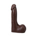 Chocolate-colored realistic 7-inch dildo with detailed texture and suction cup base for hands-free use.