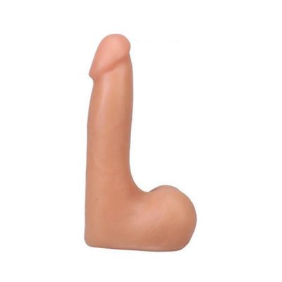 Vanilla-colored 7-inch realistic dildo with detailed texture and suction cup base for hands-free use.