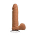 Realistic 8-inch brown dildo with detailed texture and suction cup base for hands-free use.