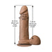 Realistic 8-inch dildo with detailed texture and suction cup base, showing measurements for length and width.