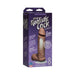Packaging box of The Realistic Cock 8 inch by Doc Johnson featuring detailed product image and key features on a purple background.