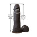 Black realistic 8.1 inch adult toy with detailed texture and suction cup base, showing measurements for length and width.