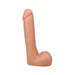 Vanilla-colored 9-inch realistic dildo with detailed texture and suction cup base for hands-free use.