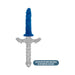 Blue dragon-textured silicone dildo designed to lock onto a sword-shaped handle or compatible accessory.