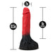 Red and black werewolf-themed dildo with detailed texture, measuring 10.5 inches long and 2 inches wide, with 8 inches insertable length.