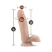 Beige realistic dildo with suction cup base, 7 inches long and 5.5 inches insertable, shown with size measurements.