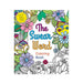 The Swear Word Coloring Book cover with colorful and black-and-white floral designs and a note about tear-out pages ready to frame.
