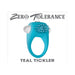 Teal silicone vibrating cock ring with textured nubs and bullet vibrator from Zero Tolerance, designed for enhanced pleasure.