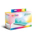 The Unicorn Mystical Waterfall silicone attachment in teal with textured design, displayed in colorful branded packaging.