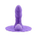 Purple silicone Uni Horn attachment with textured base and angled, sparkly shaft for targeted stimulation.