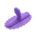 Purple silicone Uni Horn attachment with angled textured head and studded side for targeted stimulation