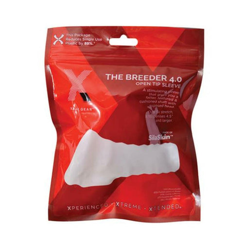 The Xplay Breeder 4.0 Sleeve in white, packaged in a red resealable bag with product details visible.