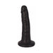 Black 6-inch slim realistic dong with suction cup base, made from high-quality enhanced PVC.