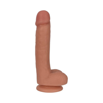 Slim realistic 7-inch flesh-toned dong with suction cup base and detailed balls.