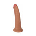 Slim lifelike vanilla-colored dong with suction cup base, 7.5 inches insertable length, smooth texture.