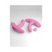 Pink silicone Threesome Rock N Grind vibrator set with wireless remote on white background.