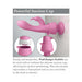 Pink Wall Banger Rabbit with powerful suction cup for hands-free use on smooth surfaces like shower walls.
