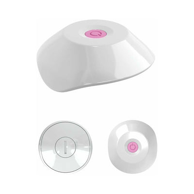 White and pink wireless remote control with power button for the Threesome Wall Banger Rabbit Pink accessory.