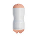 Beige tight grip masturbator with realistic texture and white ergonomic outer sleeve by Pipedream.