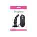 Black silicone vibrating butt plug with remote control in retail packaging labeled Tinglers 1 by ns novelties.