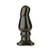Black angled wide probe with a rounded tip and flared base, designed for advanced anal play.