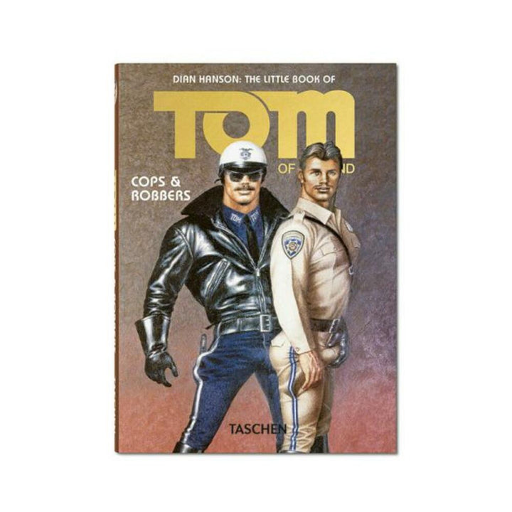 Cover of Tom of Finland Cops & Robbers Pocket Edition featuring two illustrated men in police uniforms, one in leather and one in tan.