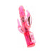 Pink triple stimulator vibrator with rotating pleasure pearls and multiple control settings on the base.