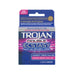 Trojan Double Ecstasy 3 pack latex condoms box with enhanced pleasure and dual lubricants for him and her