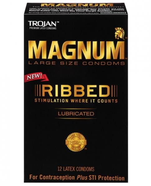 Trojan Magnum Ribbed 12 Pack Latex Condoms | SexToy.com