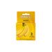 Trustex banana flavored lubricated latex condoms 3-pack with bright yellow packaging and banana graphic.