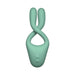 Mint green flexible dual-arm multi-erogenous zone massager with two control buttons on the base.