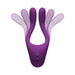 Purple flexible Tryst V2 multi-erogenous zone massager with dual buttons and adjustable arms shown in motion.