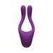 Purple flexible dual-arm multi-erogenous zone massager with two control buttons on the base.