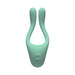 Mint green flexible dual-arm multi-erogenous zone massager with two control buttons on the base.