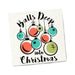 Christmas napkin with colorful hanging ornaments and playful "Balls Deep into Christmas" text design.
