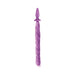 Purple silicone tapered plug with a long, twisted lavender ponytail attached, designed for role play.
