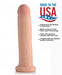Realistic 10-inch Ameriskin dildo in light flesh tone with soft textured exterior and firm core, made in the USA.