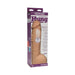 Vac-U-Lock 12-inch Ultraskyn Hung Dong in realistic skin tone with detailed texture and dual-density design in purple and white packaging.