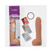 Vac-U-Lock 12-inch Ultraskyn Hung Dong with packaging, large O-ring, Vac-U powder, and care guide on white background.