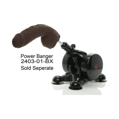 Realistic 12-inch Ultraskyn attachment mounted on a black Power Banger machine with suction base.