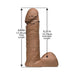 Realistic brown Vac-U-Lock dildo with detailed texture and size measurements shown on a white background.