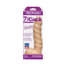 Beige 7-inch Vac-U-Lock Raging Hard-Ons attachment with heavily veined, spiral textured shaft in retail packaging.