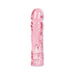 Pink translucent 8-inch realistic Vac-U-Lock compatible strap-on dong with textured veins.