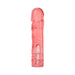 Pink translucent 8-inch realistic Vac-U-Lock compatible strap-on dildo with textured veins.