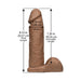 Brown realistic 8-inch Vac-U-Lock cock attachment with detailed texture and measurements shown on a white background.