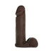 Realistic 8-inch dark brown ULTRASKYN cock attachment with detailed texture and scrotum base for Vac-U-Lock system.