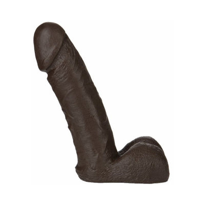 Realistic dark brown 8-inch Vac-U-Lock dildo with detailed texture and sculpted base on white background.