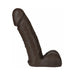 Realistic dark brown 8-inch Vac-U-Lock dildo with detailed texture and sculpted base on white background.